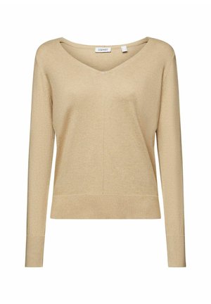 MIT V-AUSSCHNITT - Strickpullover - sand