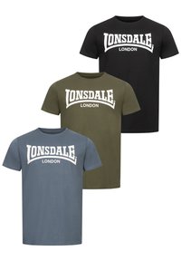 Lonsdale NORMALE PASSFORM 3ER PACK  - Trükipildiga T-särk - black green blue