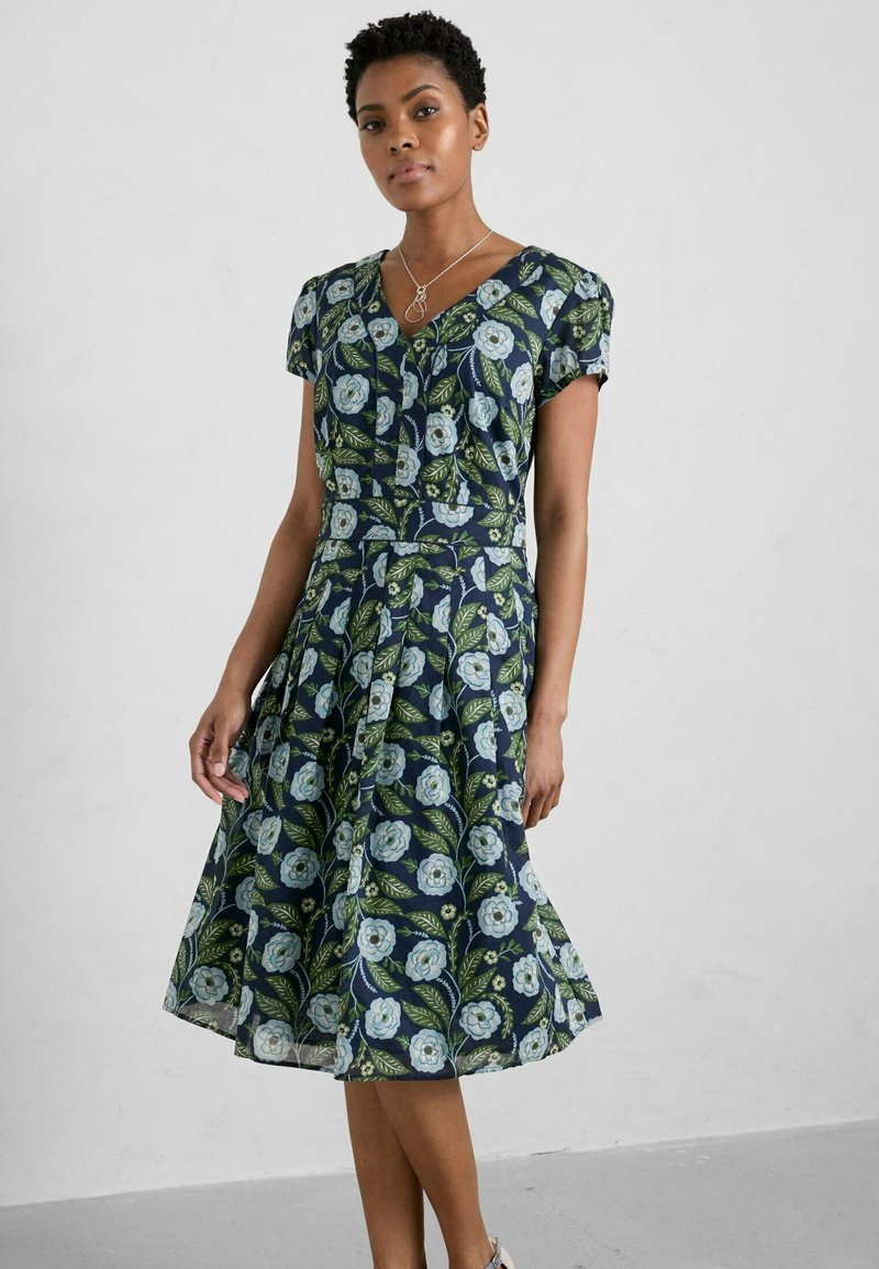 Seasalt Cornwall VILLA GARDEN Day dress camelia vines maritime/dark