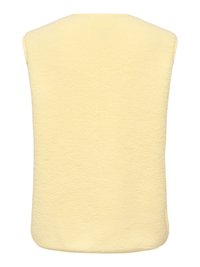 Geel fleecevest met een gladde textuur en een ronde halslijn. De achterkant is naadloos zonder zichtbare hardware of designelementen.