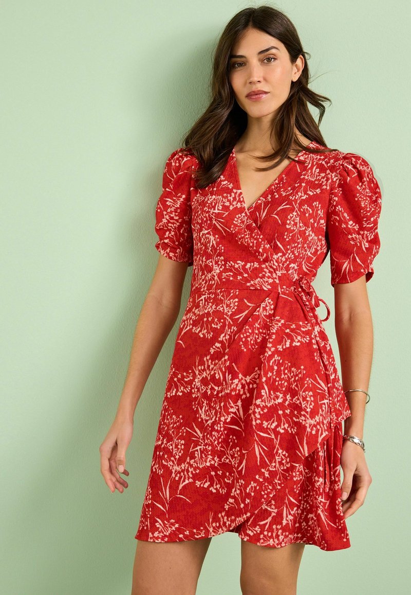 Next SHORT SLEEVE TEA DRESS Jurk red sprig floral/rood Zalando.be