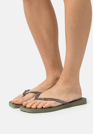 SLIM SQUARE LOGO METALLIC - Pool shoes - green