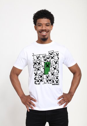 MINECRAFT COLORLESS CREEPER PILE - Print T-shirt - white
