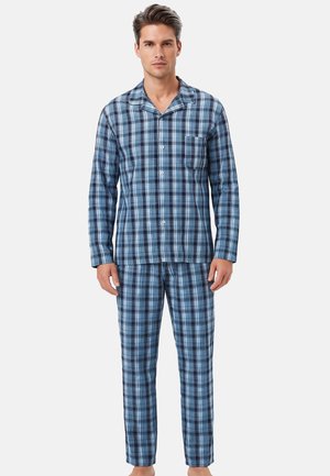 Seidensticker, HERREN SCHLAFANZUG LANG DURCHGEKNÖPFT SET - Pyjama set - mood indigo