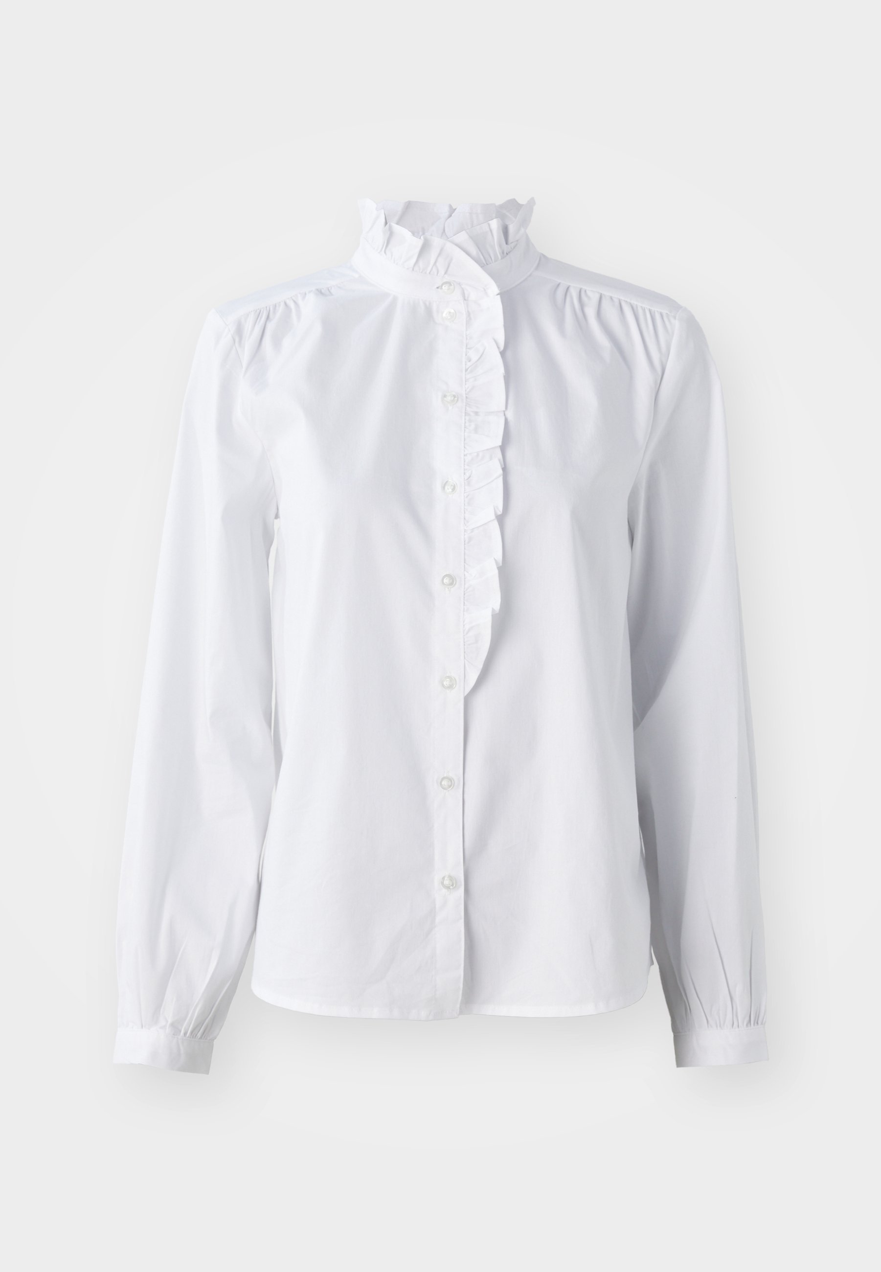 JDY JDYMIO FRILL - Button-down blouse - white - Zalando.co.uk