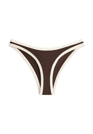 OYSHO, CONTRAST TRIM U-CUT MEDIUM-COVERAGE BIKINI BRIEFS - Bikini-Hose - mottled light brown
