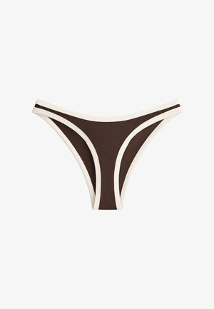 OYSHO, CONTRAST TRIM U-CUT MEDIUM-COVERAGE BIKINI BRIEFS - Bas de bikini - mottled light brown