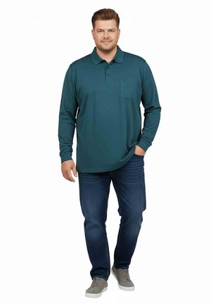 Ragman, SOFTKNIT-POLO MIT BRUSTTASCHE, LANGARM - Langarmshirt - dunkelgrün