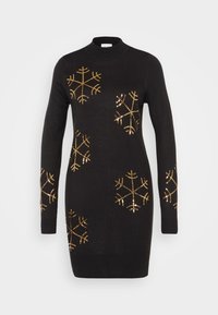 VIFROST HIGH NECK CHRISTMAS DRESS - Strikket kjole - black/gold