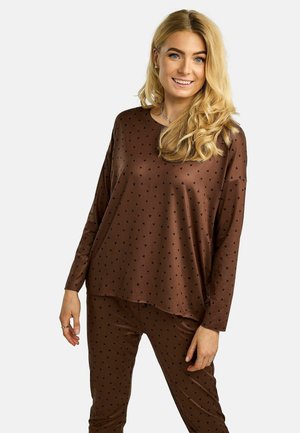 ALMA - Tops ar garām piedurknēm - brown black heart