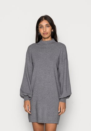 VMNANCY FUNNELNECK DRESS  - Strickkleid - medium grey melange