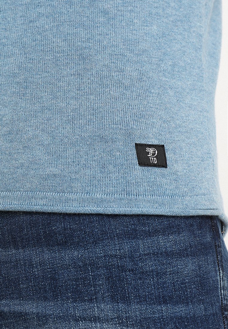 TOM TAILOR DENIM CREW ROLLED EDGES Strikkegenser faded TOM TAILOR DENIM CREW ROLLED EDGES - Strikkegenser - faded blue melange