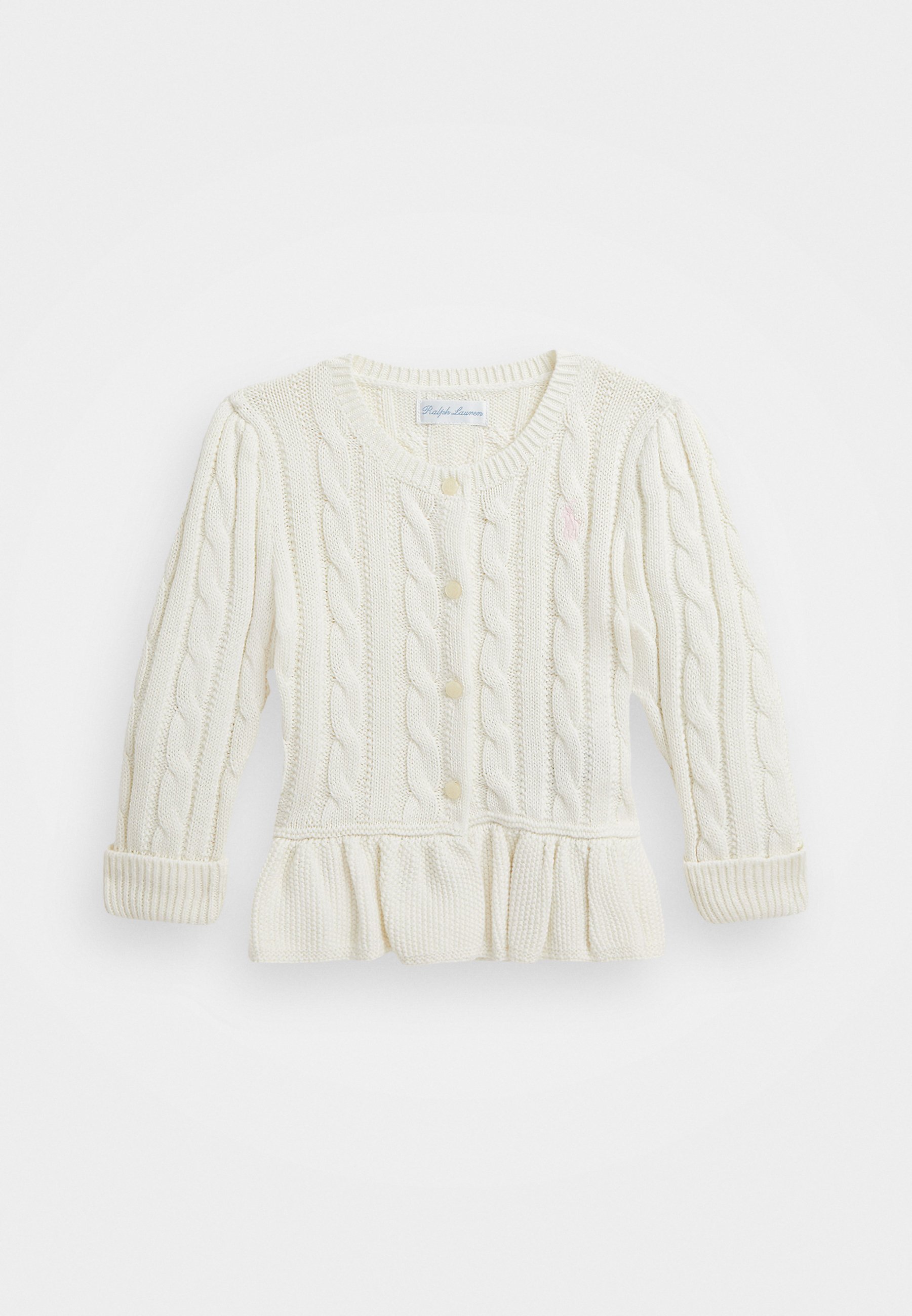 Polo Ralph Lauren COTTON PEPLUM CARDIGAN - Cardigan - warm white 