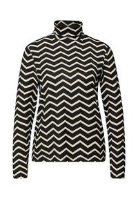 Czarno-biały golf z wzorem w zygzak. Wykonany z tkaniny o miękkiej fakturze, z długimi rękawami.