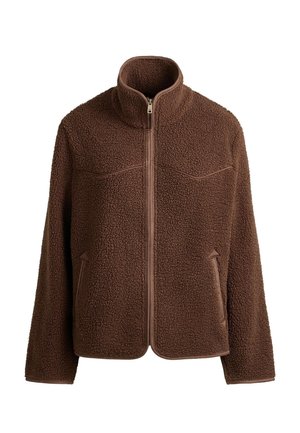 OYSHO, PIPING FAUX-SHEARLING JACKET - Veste d'hiver - cocoa