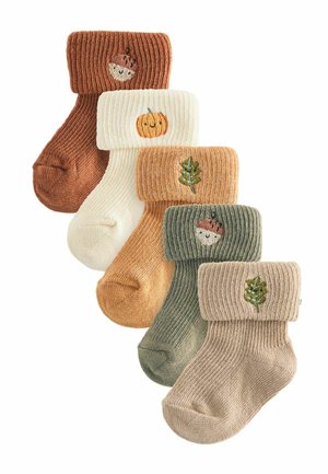 EMBROIDERED ROLL 5 PACK.  REGULAR FI - Ponožky - brown