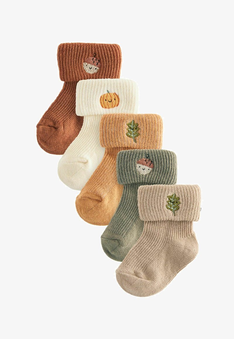 Next EMBROIDERED ROLL 5 PACK. REGULAR FI - Zoknik - brown