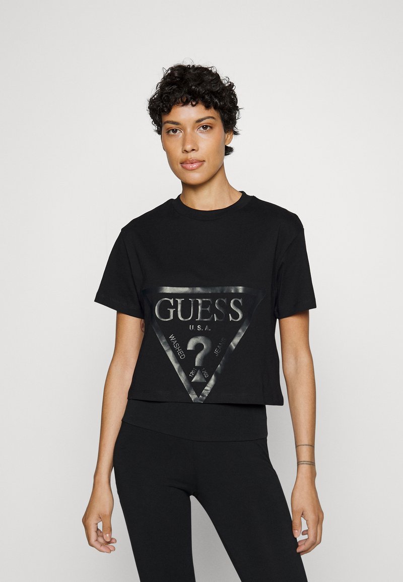 Guess - ADELE CROP  - T-shirts med print - jet black, Forstørre