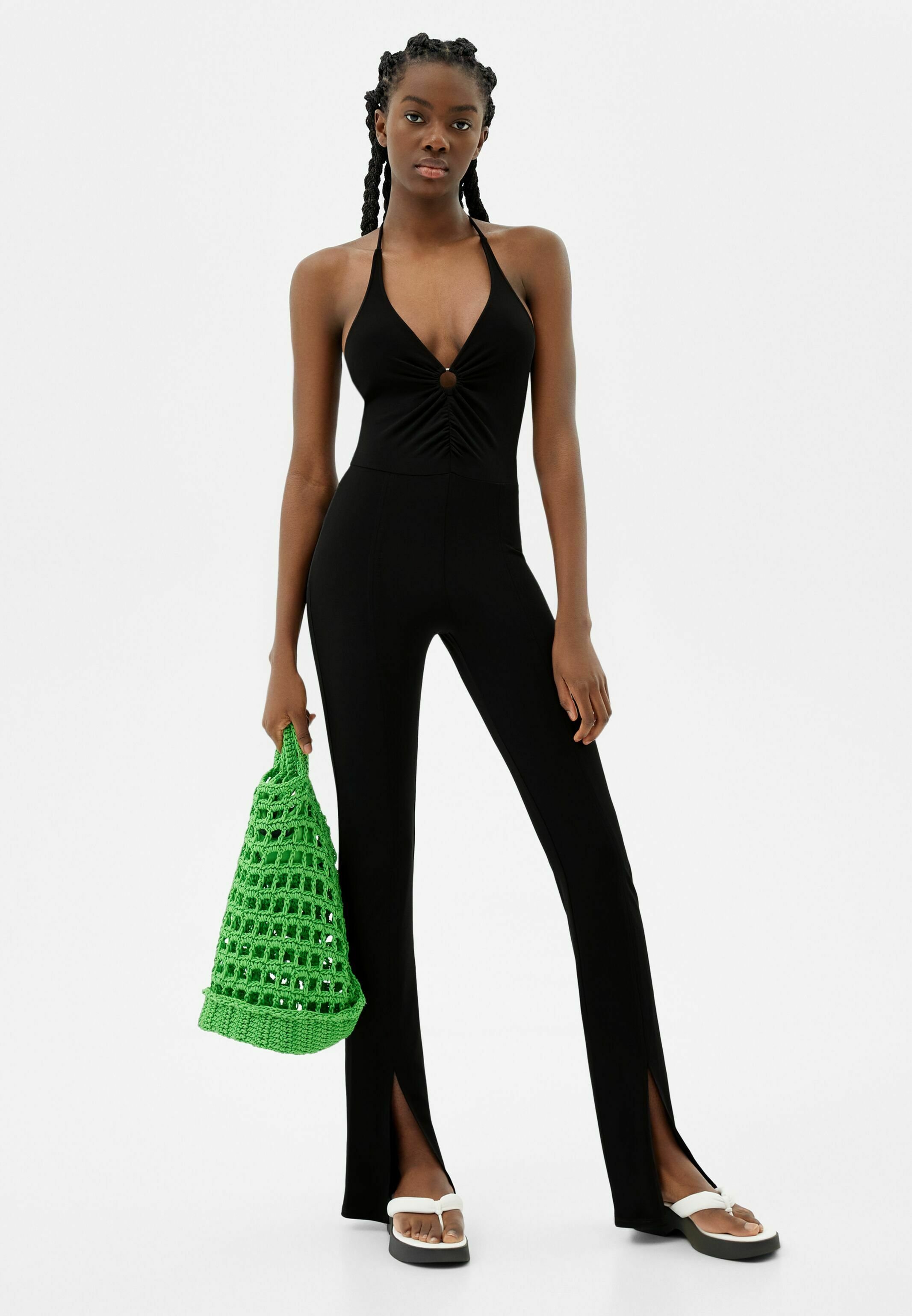 Bershka WITH RING DETAIL - Tuta jumpsuit - black/nero - Zalando.it
