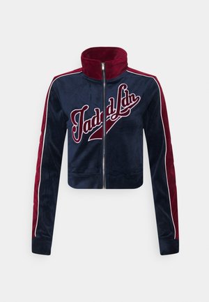 ZIP THROUGH TRACK TOP WITH EMBROIDERY - Tröja med dragkedja - navy/burgundy