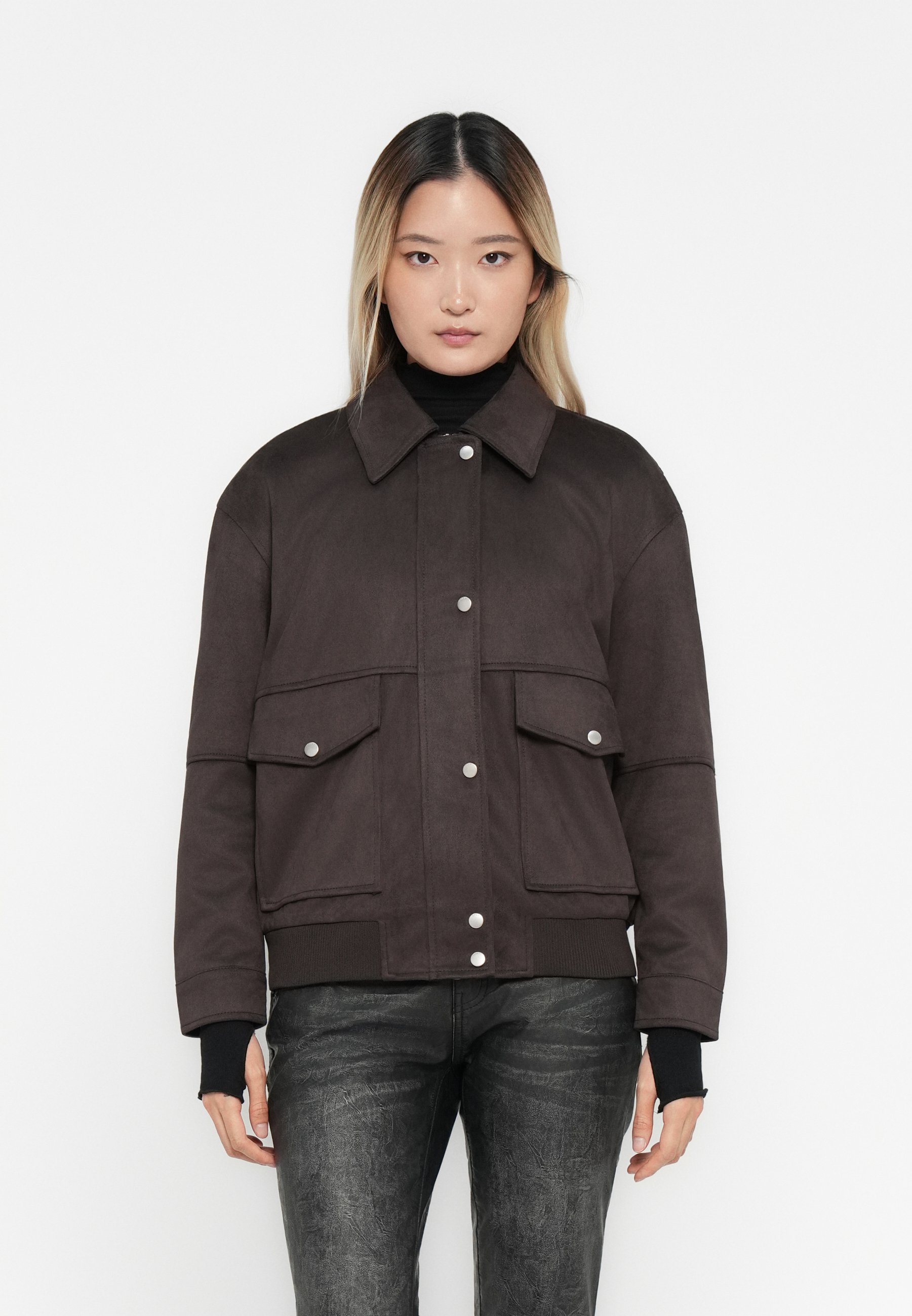 Bomber Femme En Simili Daim - Manches Chauve-souris, Zippé, Léger Et Chic
