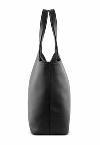 Borsa a tracolla nera in pelle con superficie testurizzata, forma allungata e due manici resistenti. Design minimalista, senza hardware o accenti visibili.
