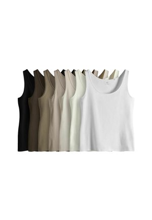 REGULAR FIT - 7 PACK SCOOP NECK  - Top - black white brown light brown cream white
