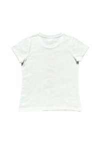 Camiseta de algodón de color verde claro con mangas cortas. Presenta un escote redondo y una textura suave sin patrones ni acentos visibles.