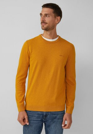 MIT UND LABEL-DETAIL - Strickpullover - honiggelb