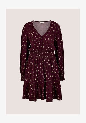 Apricot, VINTAGE FLORAL CREPE MINI DRESS - Vestido camisero - burgandy