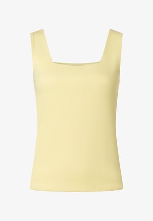 Ärmelloses, blassgelbes, geripptes Tanktop mit quadratischem Ausschnitt und breiten Trägern.