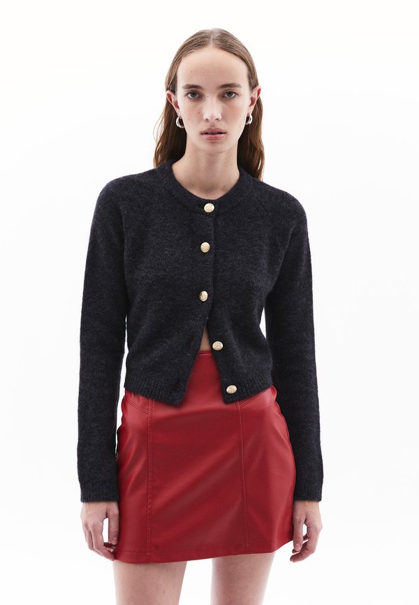 MIT KNOPF DETAILS - Strickjacke - anthra melange