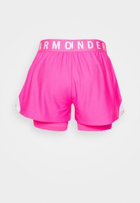 Pink athletic shorts with a white elastic waistband featuring "ARMONDER" text. Includes inner shorts and side accents for added detail.