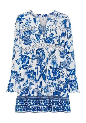 Tunic - creme-blau bedruckt