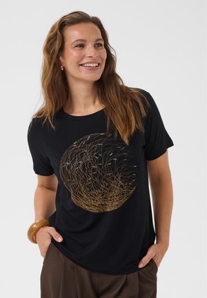 Bon'A Parte, BPUMA - T-shirt imprimé - black swirling leaf print