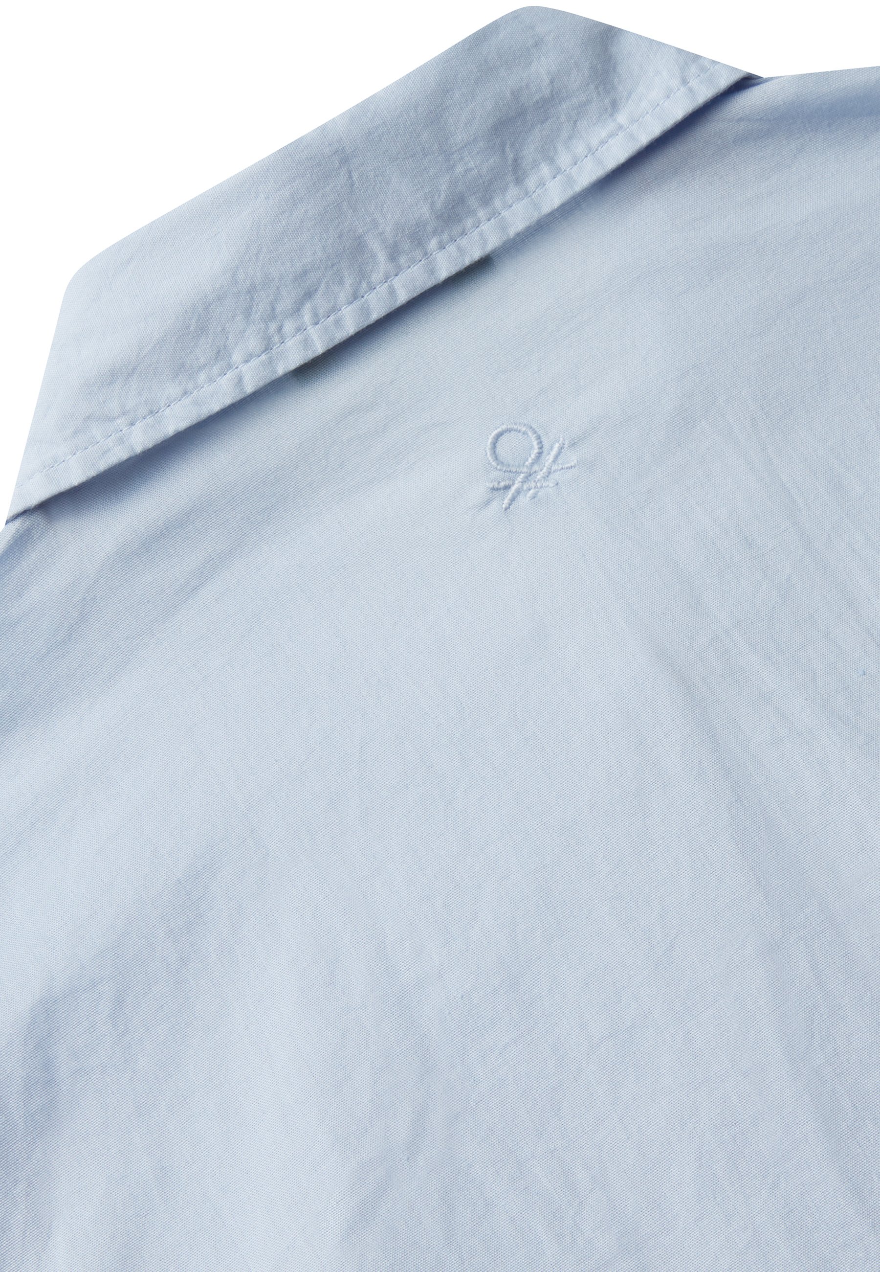 United Colors Of Benetton Camicia Chambray Indaco Manica Corta Con Tasca Per Bambini E Ragazzi
