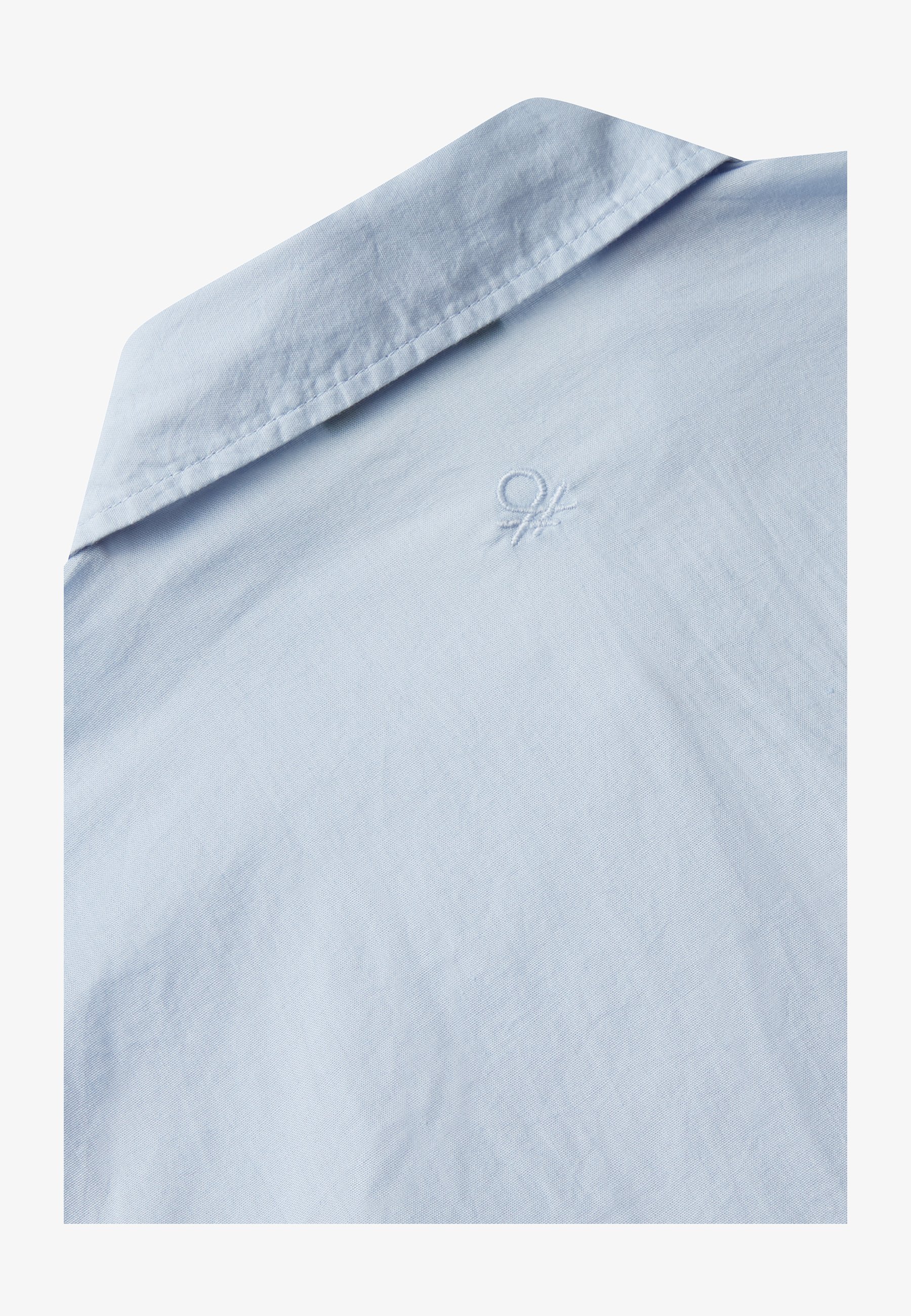United Colors Of Benetton Camicia Chambray Indaco Manica Corta Con Tasca Per Bambini E Ragazzi