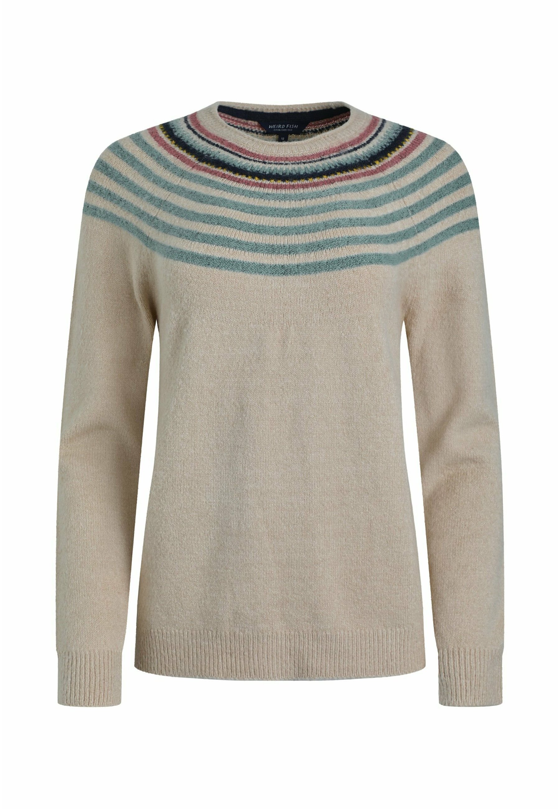 売れ筋商品|||ウィアードフィッシュ ニット&セーター アウター レディース Women's Sinatra Patterned Knit Jumper Ecru W0I21I02R-B11 Women's Ecru Striped Crew Neck Jumper