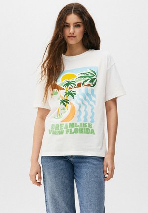 PALM TREE SHORT SLEEVE - T-shirt med print - offwhite