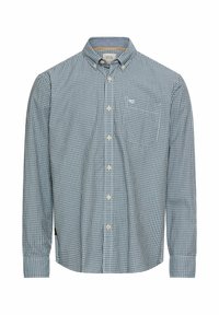 Koszula na guziki w niebiesko-biały wzór kratki gingham, z długimi rękawami, kołnierzykiem, kieszenią z przodu oraz zapięciami na guziki. Materiał z mieszanki bawełny.