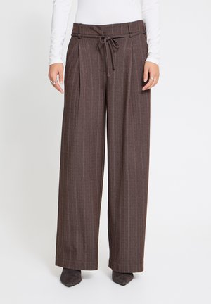 ICHI, IHKATE PINELLE WIDE PA - Pantalon classique - coffee bean jacquard stripe