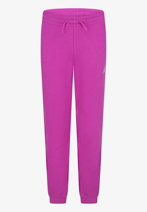 Felle paarse joggingsbroek met elastische taille en manchetten, voorzien van een verstelbaar trekkoord en een subtiel logo op de rechterdij.