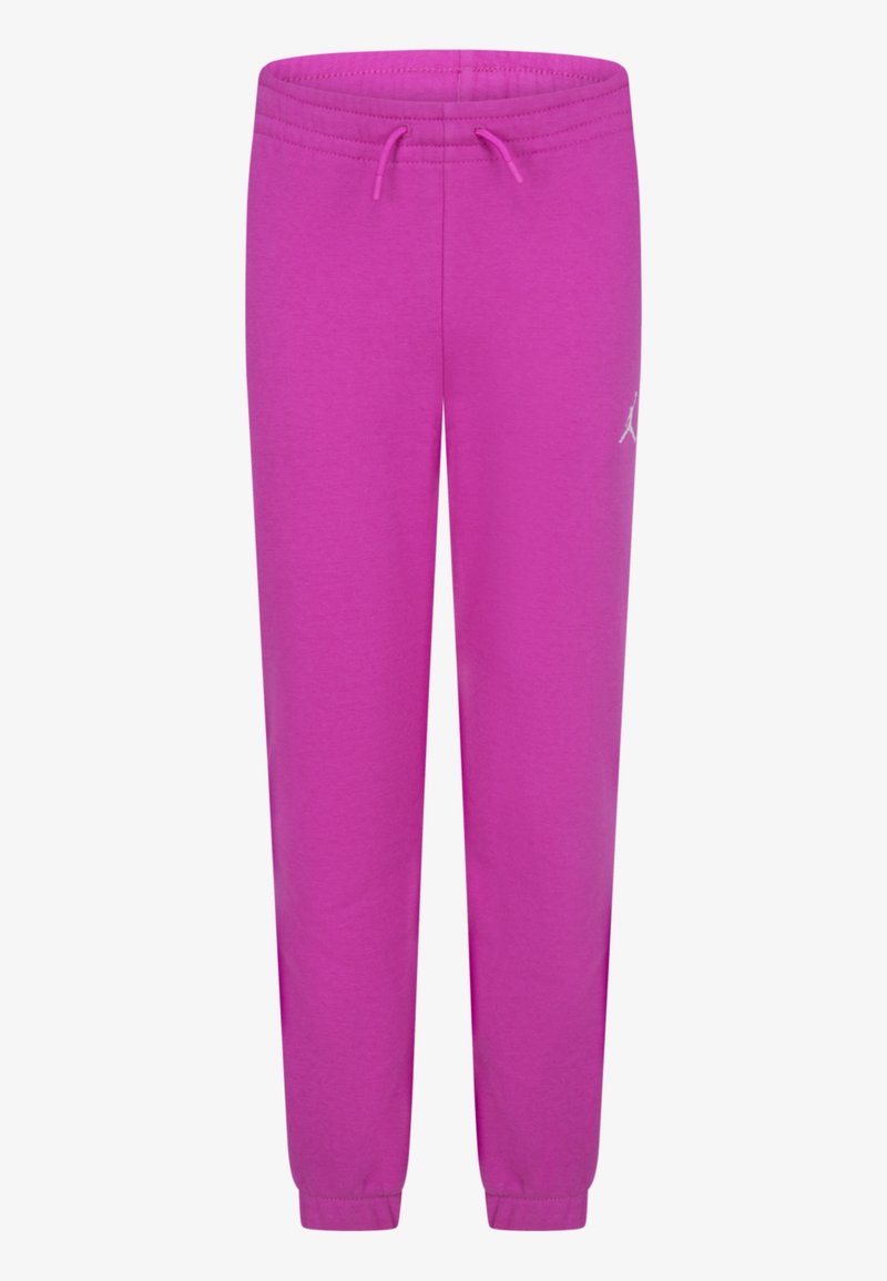 Helle lila Jogginghosen mit elastischem Bund und Bündchen, ausgestattet mit einem verstellbaren Kordelzug und einem dezenten Logo am rechten Oberschenkel.