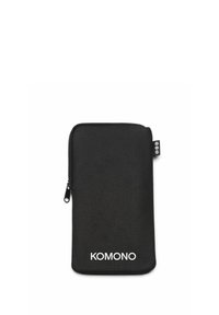 Funda rectangular negra con cremallera y tela texturizada, con el logo blanco "KOMONO" centrado en la parte inferior sobre un fondo blanco.