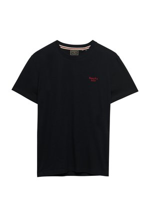 Superdry & Co, SUPERDRY ESSENTIAL SERIF LOGO EMBROIDERED T-SHIRT.. - T-shirts basic - black neon red