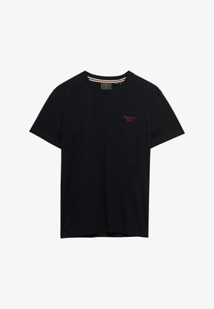 Superdry & Co, SUPERDRY ESSENTIAL SERIF LOGO EMBROIDERED T-SHIRT.. - T-shirts basic - black neon red
