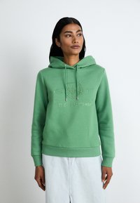 GANT TONAL SHIELD HOODIE - Mikina s kapucí - seacrest green
