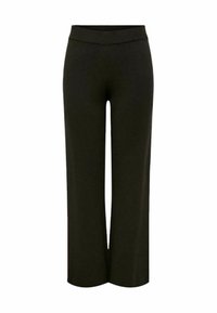 Sorte vide benner med et blødt stof, høj talje og glat tekstur, designet for komfort og en afslappet pasform.