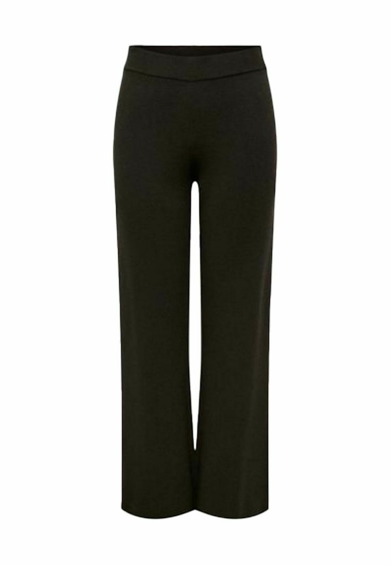 Sorte vide benner med et blødt stof, høj talje og glat tekstur, designet for komfort og en afslappet pasform.