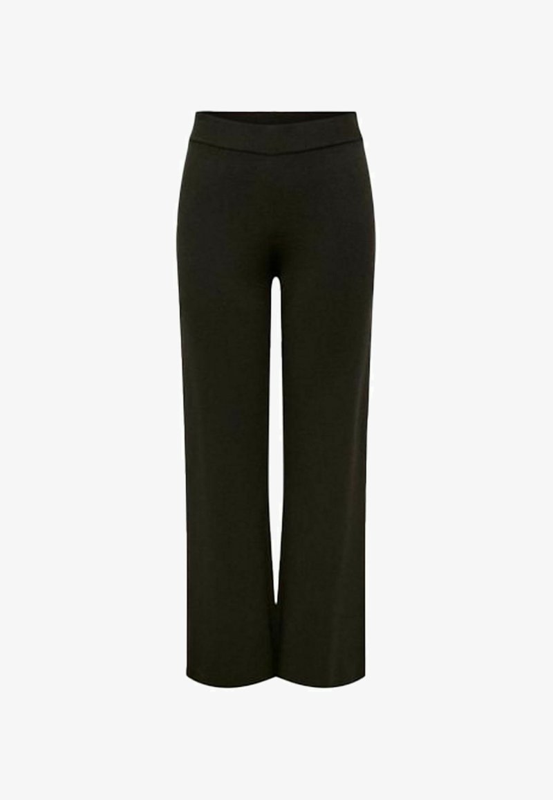 Sorte vide benner med et blødt stof, høj talje og glat tekstur, designet for komfort og en afslappet pasform.